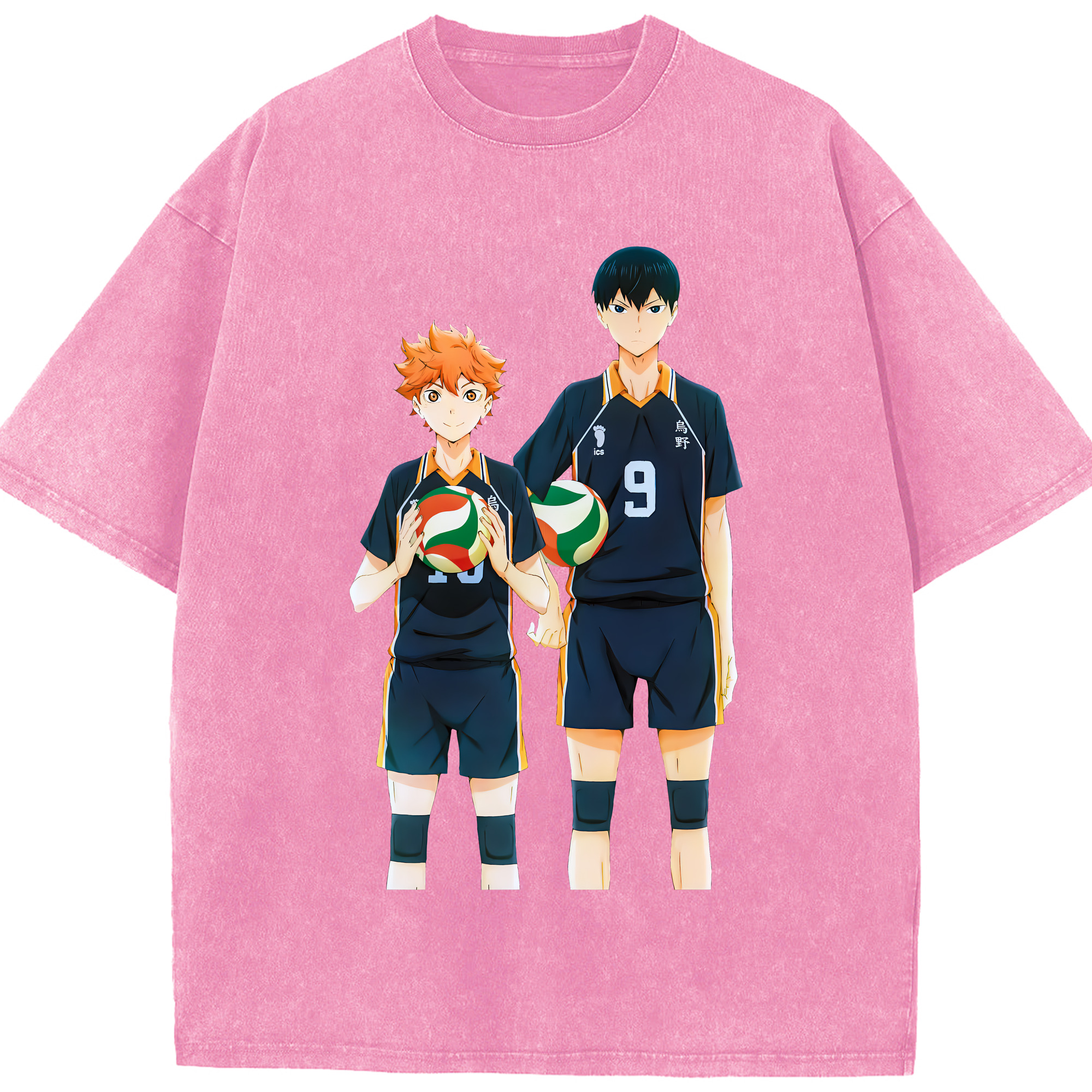 （画像用） ハイキュー!! Haikyu!! 綿100% ヴィンテージ風 半袖Tシャツ（フロントプリント）